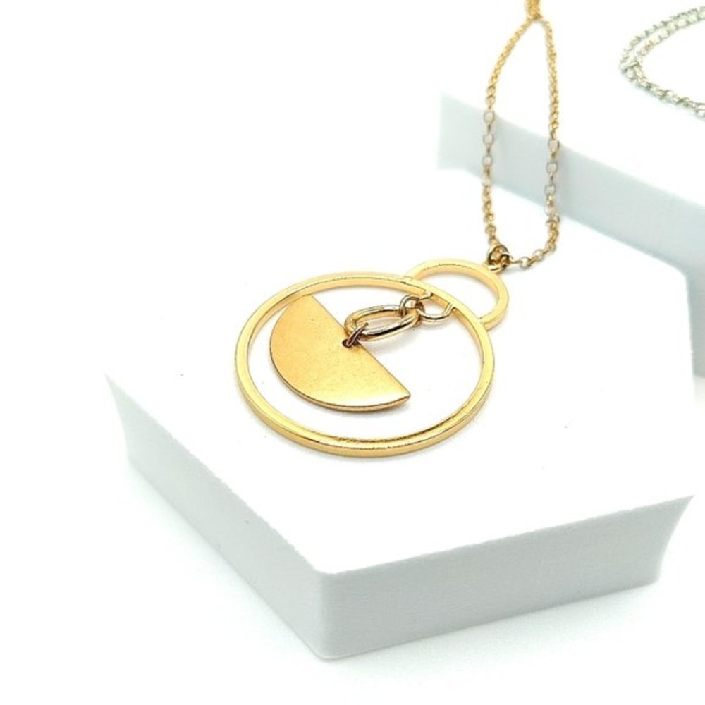Loft Outlet Circle with Half Circle Inside Pendant Necklace - Picture 2 of 7